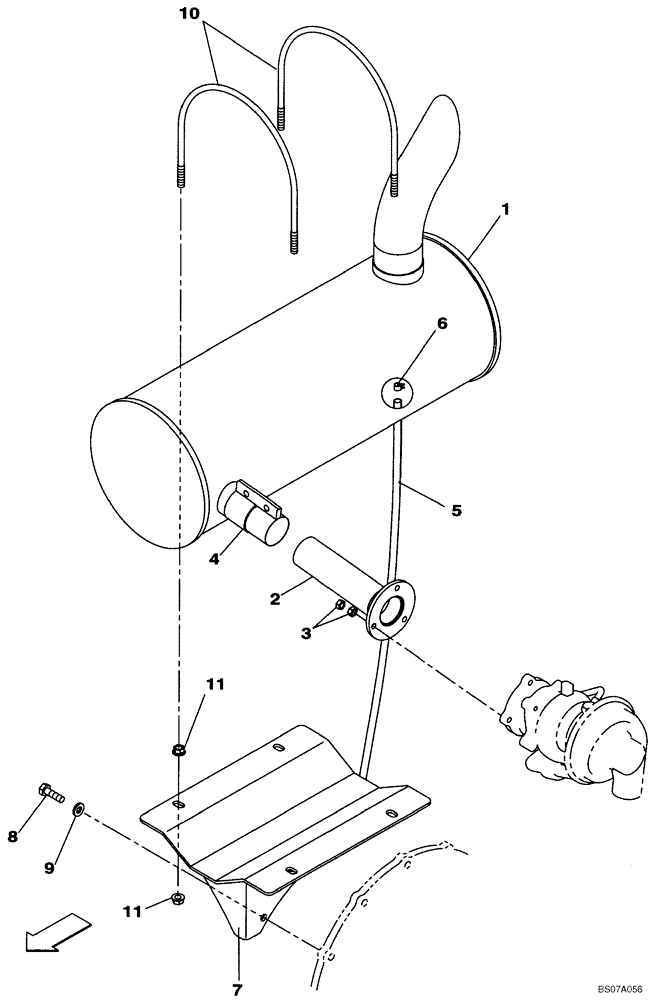 Схема запчастей Case CX160B - (02-04) - EXHAUST SYSTEM - MUFFLER (02) - ENGINE