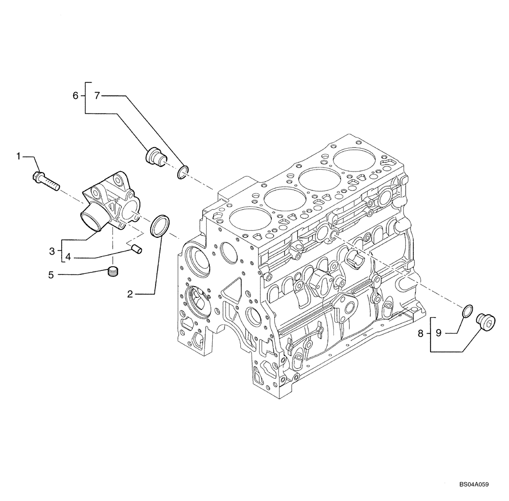 Схема запчастей Case 650K - (02-36) - COOLING SYSTEM - ENGINE (02) - ENGINE