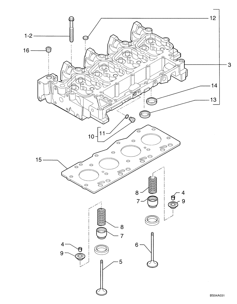 Схема запчастей Case 440CT - (02-16) - CYLINDER HEAD (02) - ENGINE