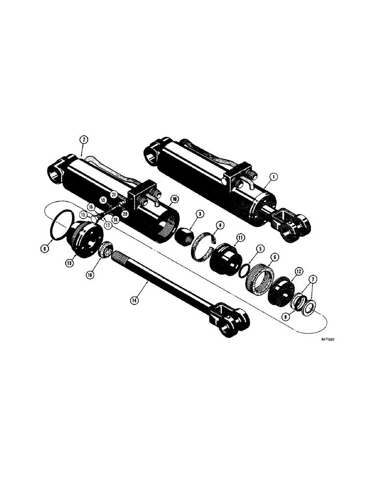 Схема запчастей Case 310G - (224) - D35616 DROTT CLAM CYLINDER, USED ON D34421 DROTT 4 - IN - 1 BUCKET (07) - HYDRAULIC SYSTEM