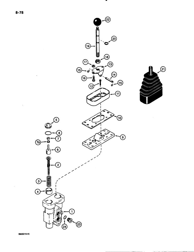 Схема запчастей Case W30 - (8-78) - SINGLE LEVER REMOTE CONTROL VALVE - L123917, TWO SPOOL (08) - HYDRAULICS