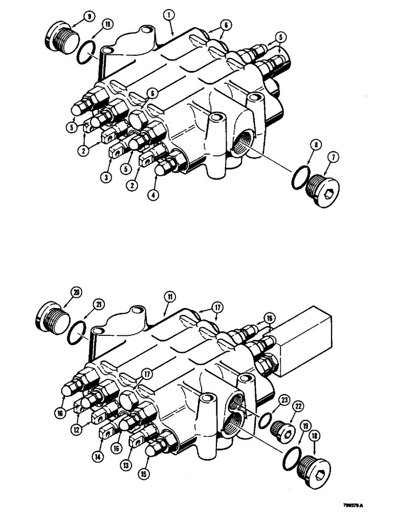 Схема запчастей Case 350B - (210) - FOUR SPOOL CONTROL VALVES, LOADER MODELS (07) - HYDRAULIC SYSTEM