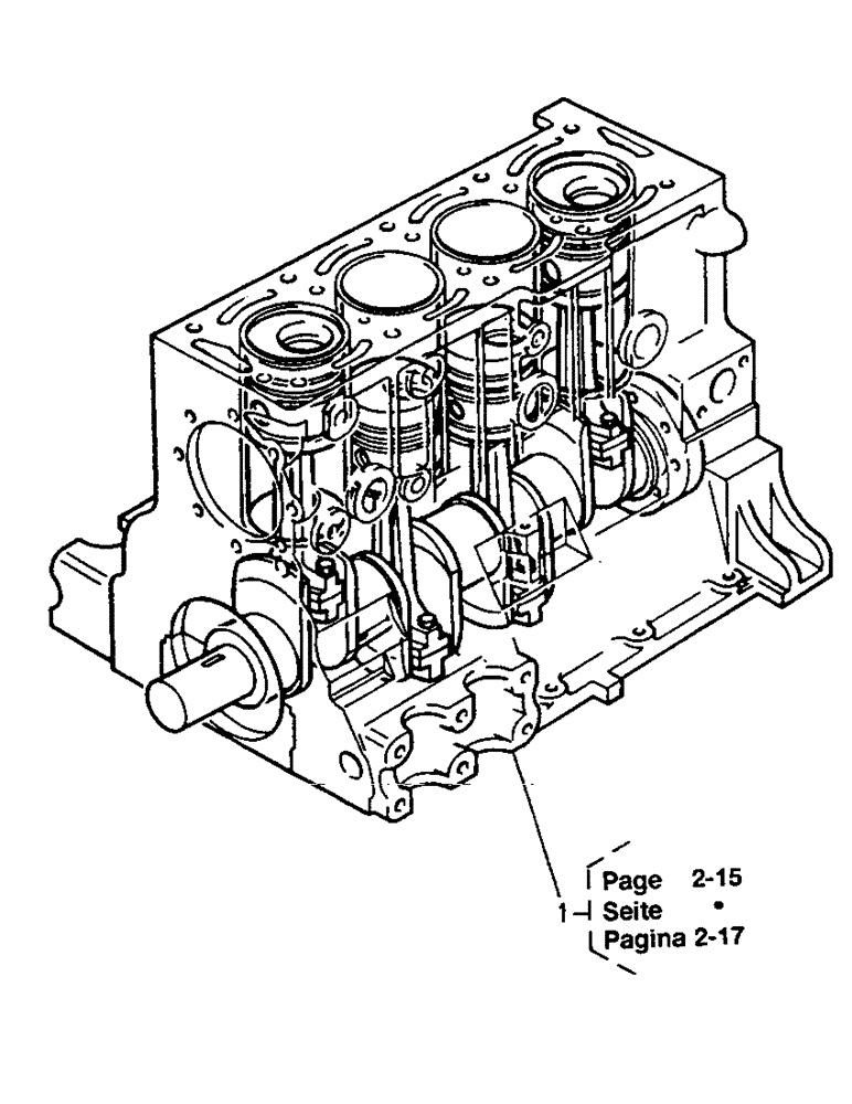 Схема запчастей Case 221B - (2-12) - CYLINDER BLOCK, 121B (DAH1215912-) / 221B (DAH2215913-) (02) - ENGINE