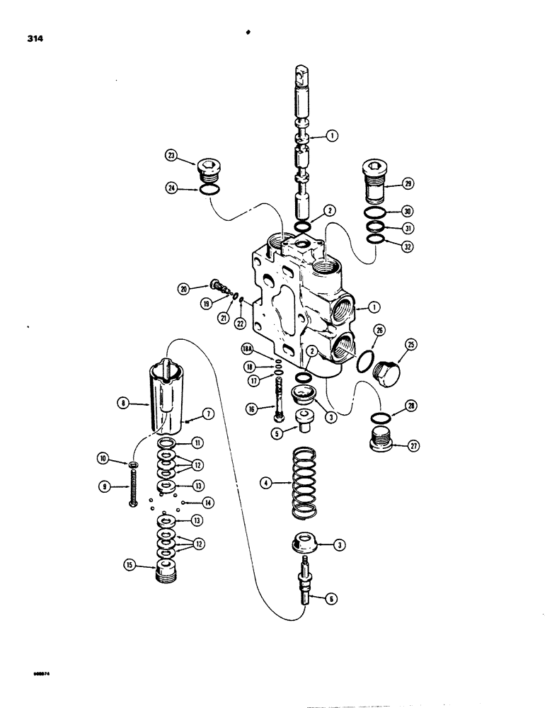 Схема запчастей Case 850B - (314) - D87096 DOZER BACKHOE SECTION (07) - HYDRAULIC SYSTEM