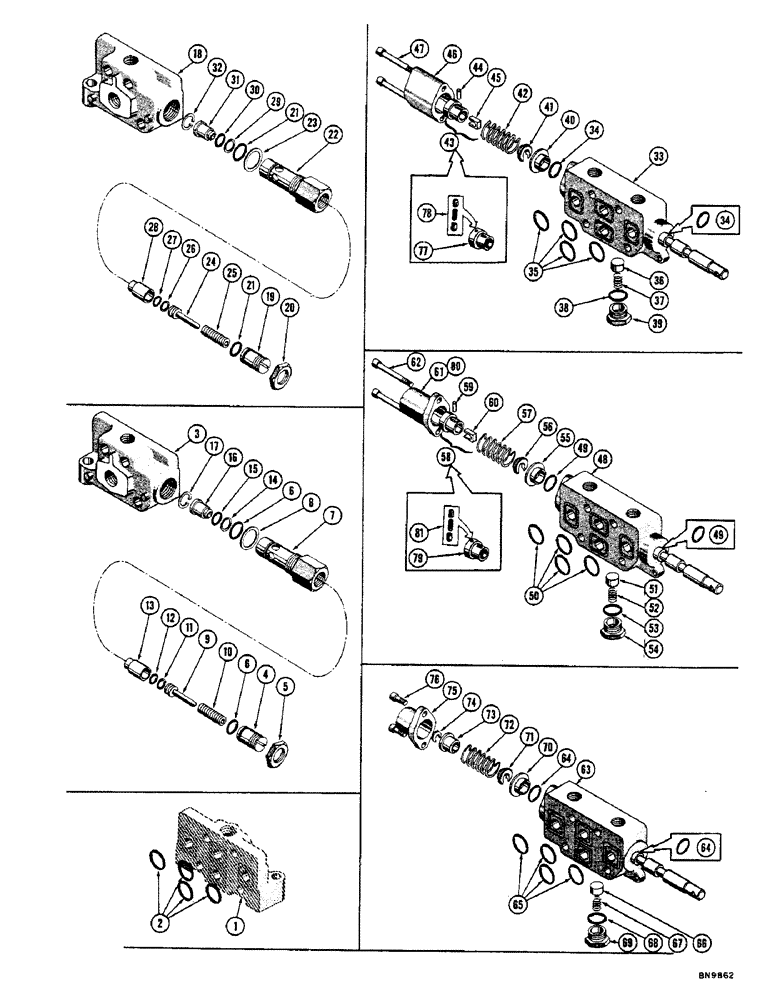 Схема запчастей Case 800 - (266) - EQUIPMENT CONTROL VALVE SECTIONS (07) - HYDRAULIC SYSTEM