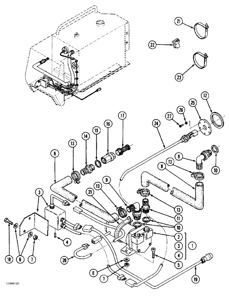 Схема запчастей Case 688BCK - (3-12) - FUEL FILLING, 688B CK (120301-120534, 120536-120605) (02) - FUEL SYSTEM