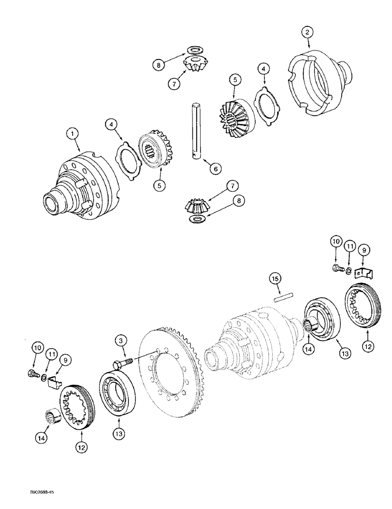 Схема запчастей Case 580SK - (6-54) - FRONT DRIVE AXLE, DIFFERENTIAL (06) - POWER TRAIN