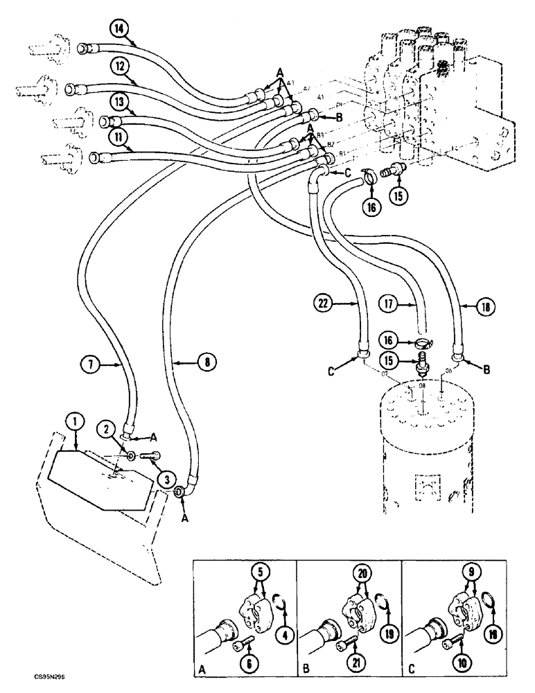 Схема запчастей Case 688BCK - (8C-02) - CIRCUIT - VALVE BANK PARTITION, 688B CK (120301-) (07) - HYDRAULIC SYSTEM