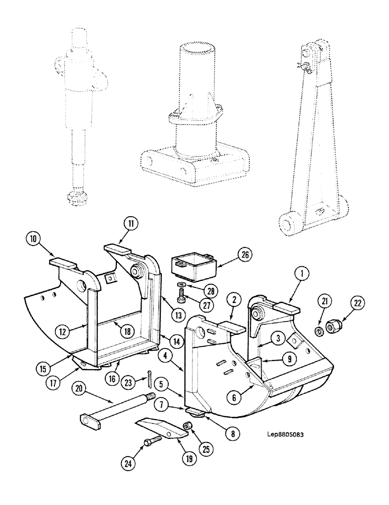 Схема запчастей Case 688C - (9G-50) - TRENCHING CLAMSHELLS (145L 0.47M) (05.1) - UPPERSTRUCTURE CHASSIS/ATTACHMENTS