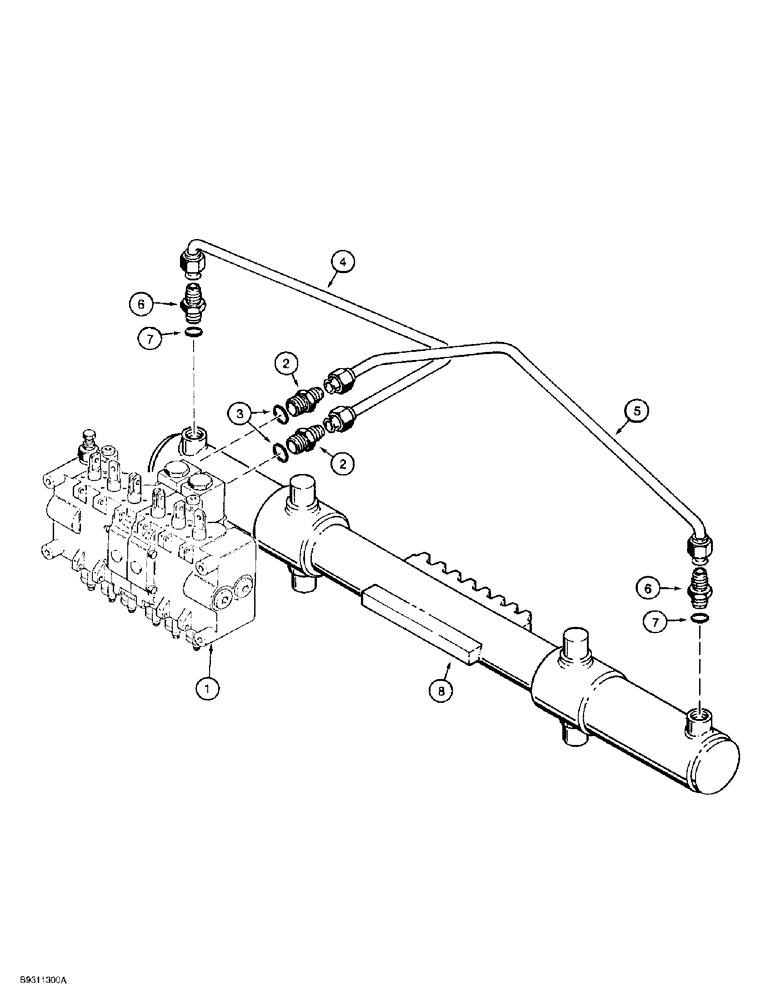 Схема запчастей Case 1838 - (8-42) - BACKHOE SWING CYLINDER HYDRAULIC CIRCUIT, D100 OR D100XR BACKHOE (08) - HYDRAULICS