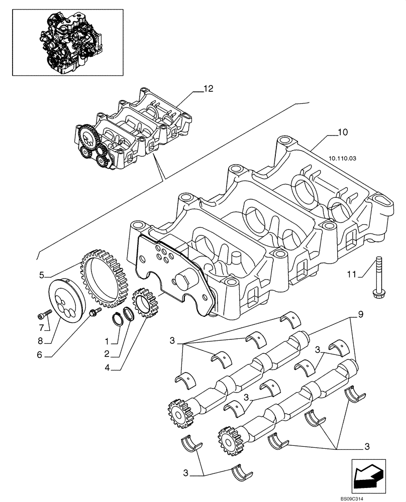 Схема запчастей Case 650L - (10.110.02) - DYNAMIC BALANCER, GEARS & SHAFTS (10) - ENGINE