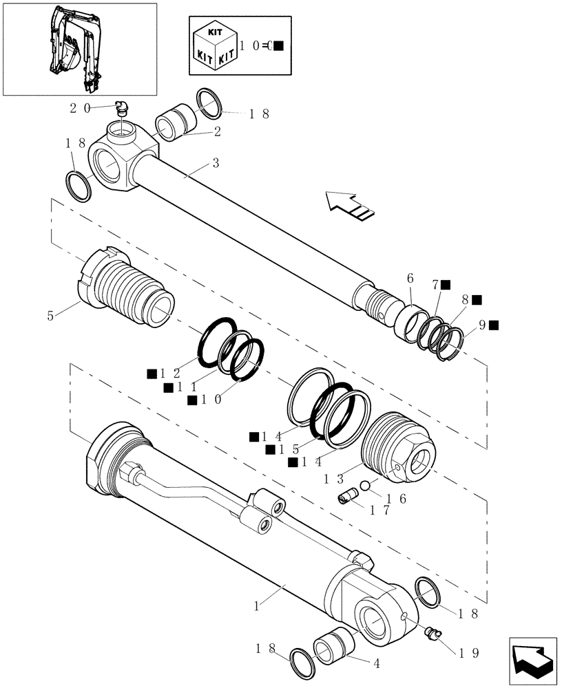 Схема запчастей Case CX16B - (2.030[10]) - BUCKET CYLINDER - COMPONENTS (84) - BOOMS, DIPPERS & BUCKETS