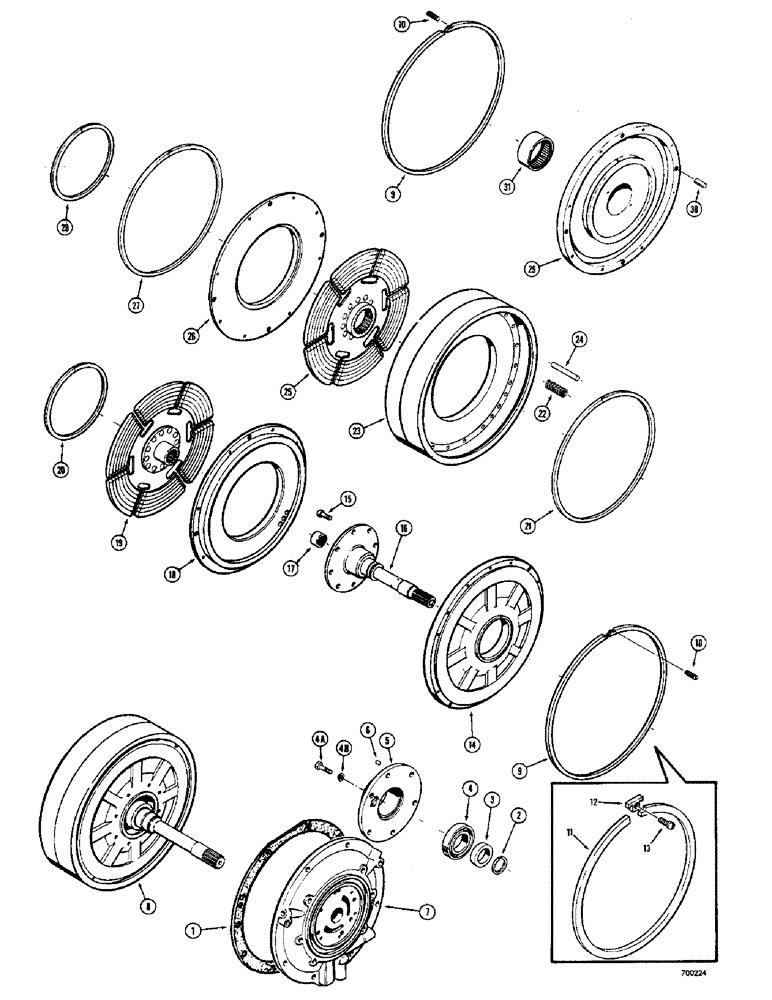 Схема запчастей Case 680CK - (072) - TRANSMISSION AND RELATED PARTS, FORWARD AND REVERSE CLUTCH (21) - TRANSMISSION