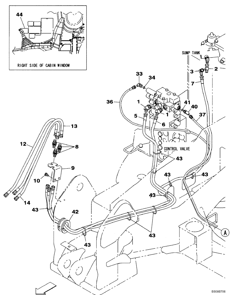 Схема запчастей Case CX80 - (08-54) - HYDRAULIC CIRCUIT - SECOND OPTION (08) - HYDRAULICS