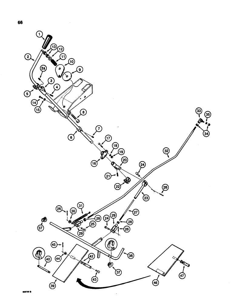 Схема запчастей Case 580SD - (066) - THROTTLE CONTROL LINKAGE (03) - FUEL SYSTEM