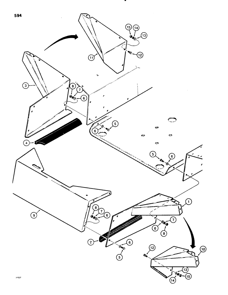 Схема запчастей Case 580E - (594) - REAR CLOSURE PANELS, MODELS WITH CANOPY, USED ON MODELS WITH BACKHOE (09) - CHASSIS/ATTACHMENTS