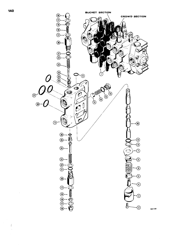 Схема запчастей Case 26 - (140) - D40750 BACKHOE BUCKET AND DIPPER SECTION 