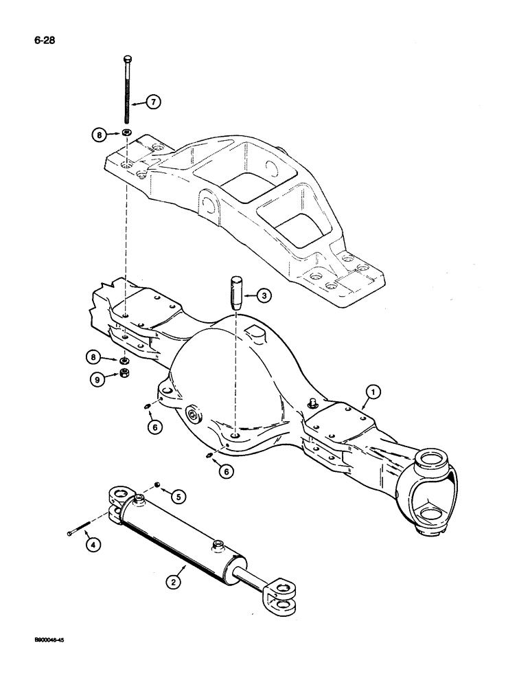 Схема запчастей Case 1085C - (6-28) - FRONT STEERING AXLE MOUNTING (06) - POWER TRAIN