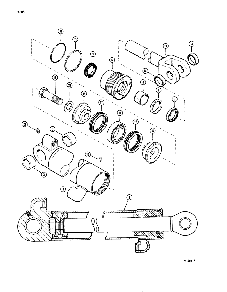 Схема запчастей Case 680E - (336) - G34663 AND G34664 LOADER LIFT CYLINDER, WITH TWO PIECE (35) - HYDRAULIC SYSTEMS