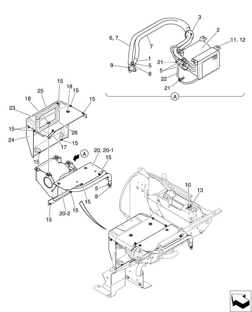 Схема запчастей Case CX36B - (01-095[01]) - HOSE ASSY, HEATER (50) - CAB CLIMATE CONTROL