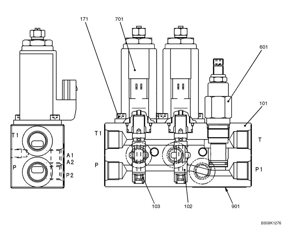 Схема запчастей Case CX27B BTW - (07-039) - VALVE ASSY, SOLENOID (PX35V00003F1) (35) - HYDRAULIC SYSTEMS