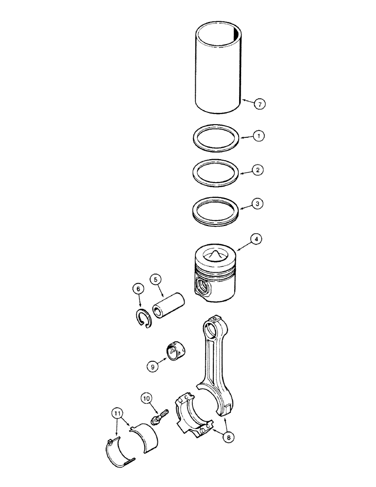 Схема запчастей Case 580SK - (2-68) - PISTONS AND CONNECTING RODS, 4T-390 ENGINE (02) - ENGINE