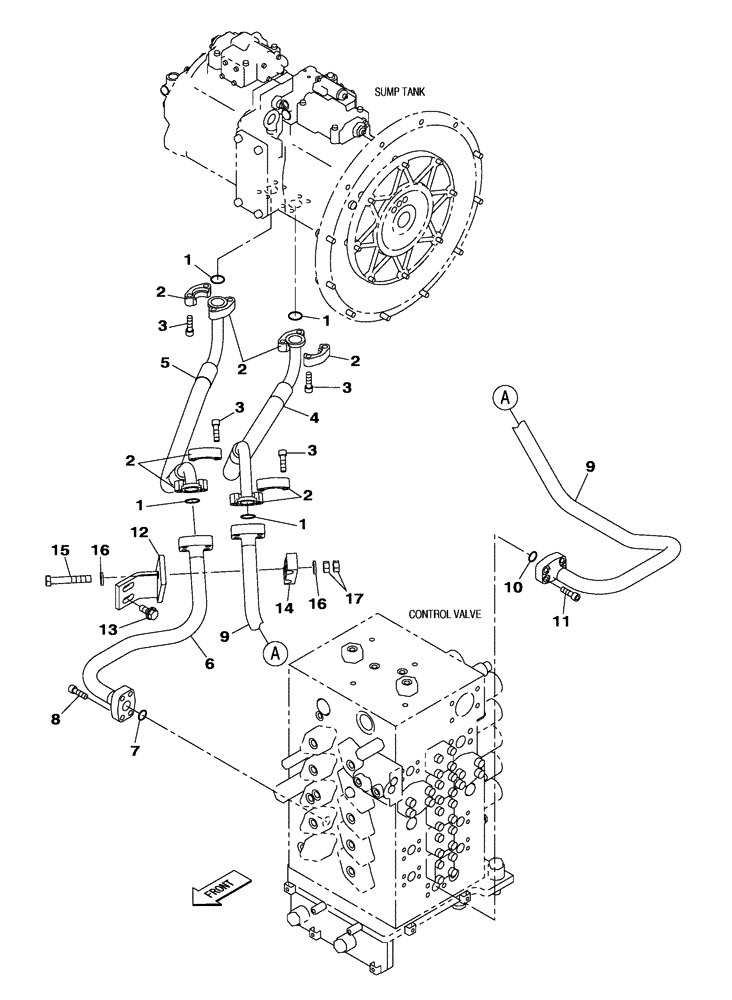 Схема запчастей Case CX470C - (08-004-00[01]) - HYDRAULIC CIRCUIT - CONTROL VALVE SUPPLY (07) - HYDRAULIC SYSTEM