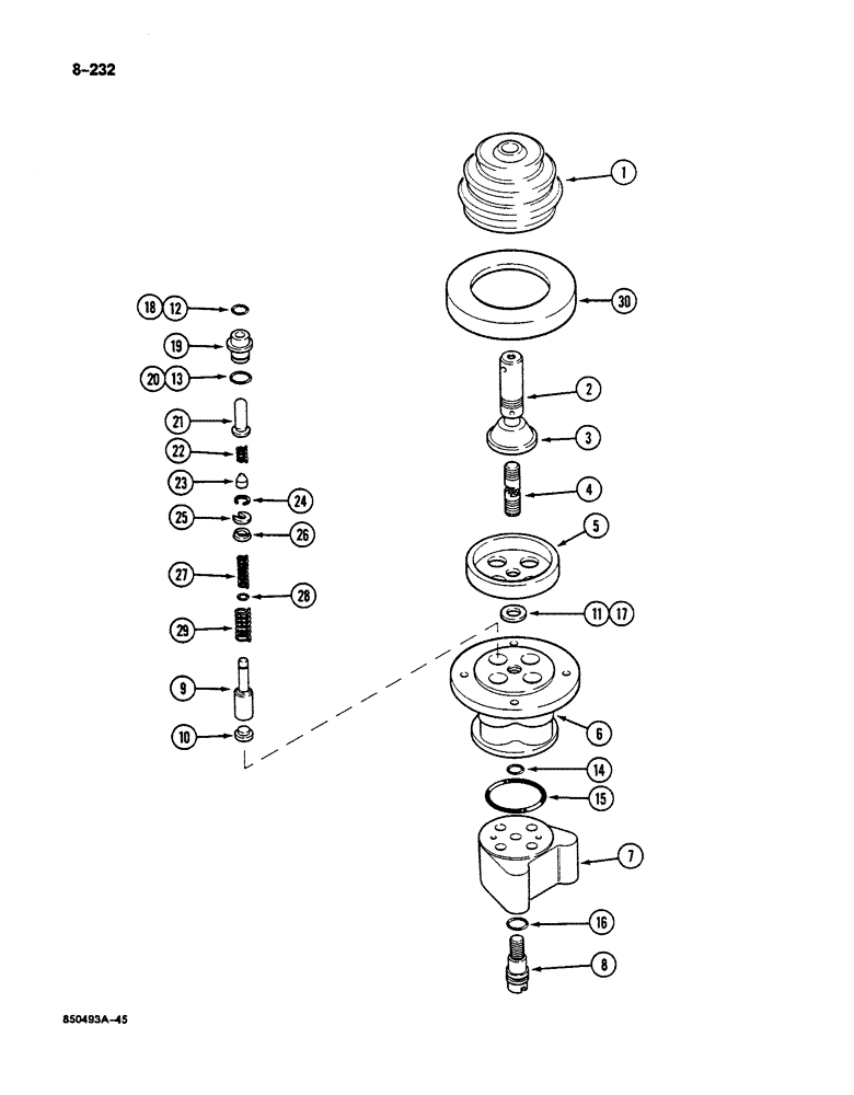 Схема запчастей Case 125B - (8-232) - HAND CONTROL VALVE - REXROTH (08) - HYDRAULICS