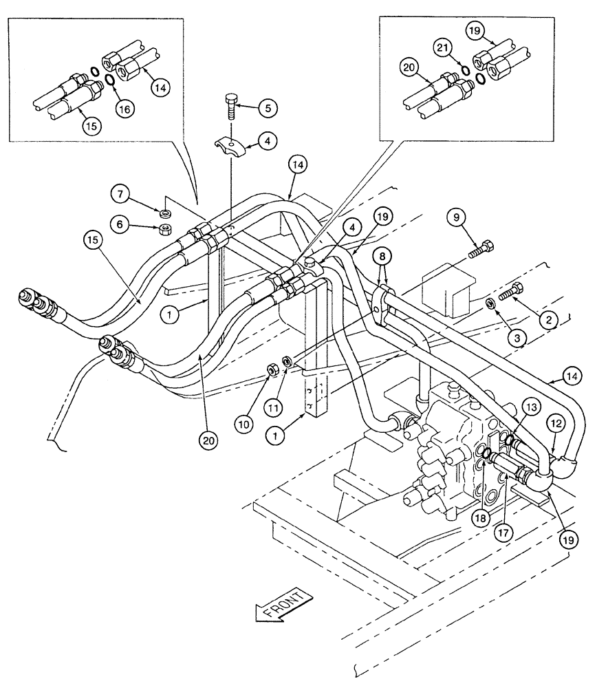 Схема запчастей Case 9020 - (8-086) - ARM SUPPLY LINES (08) - HYDRAULICS