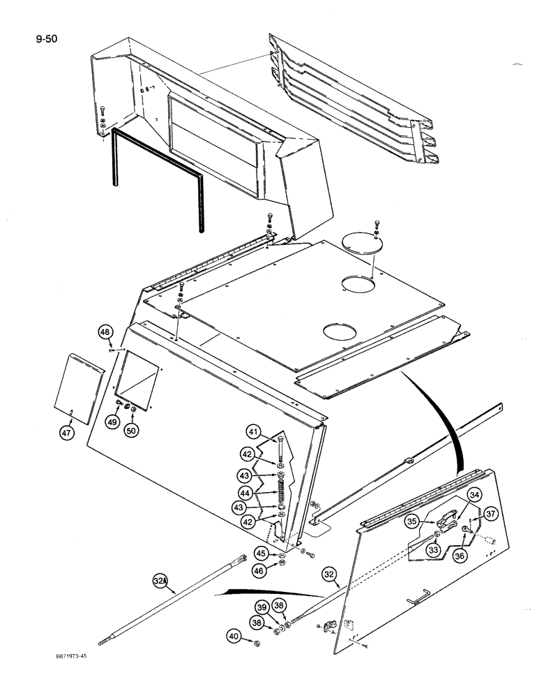 Схема запчастей Case 1086B - (9-050) - ENGINE SHROUDS (09) - CHASSIS