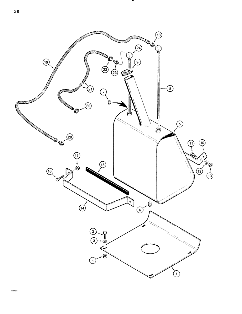 Схема запчастей Case SD100 - (026) - FUEL TANK AND FUEL LINES, DEUTZ DIESEL ENGINE (10) - ENGINE