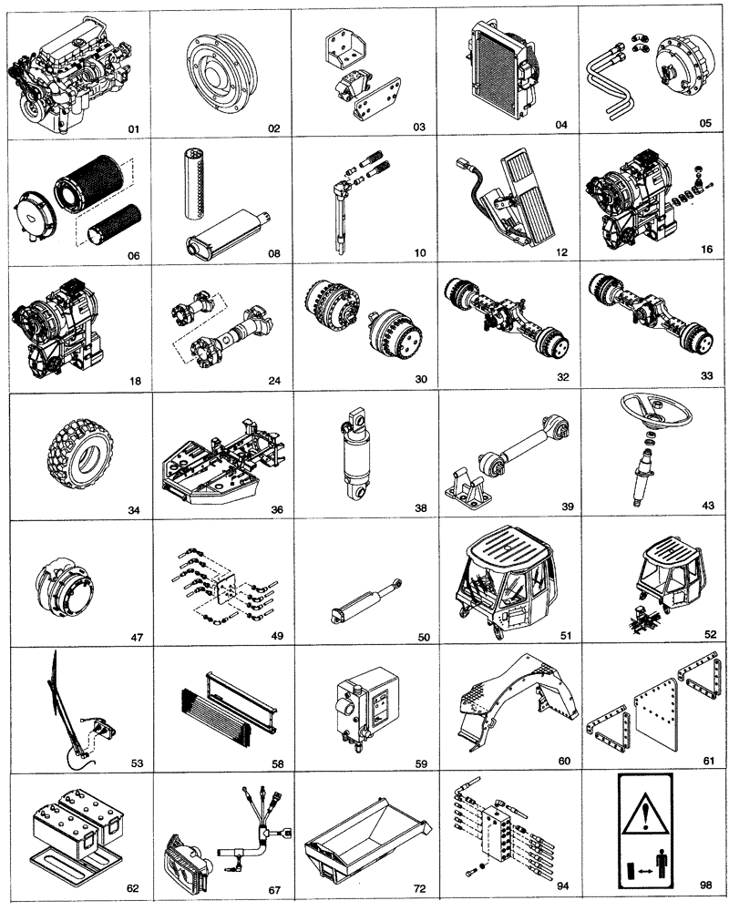 Схема запчастей Case 335B - (00A00000001[001]) - PICTORIAL INDEX (01) - ENGINE