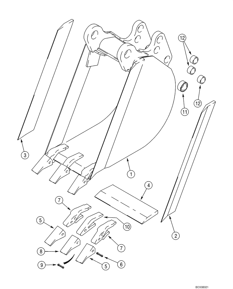 Схема запчастей Case 580SM - (09-28) - BUCKET, UNIVERSAL BACKHOE (406 MM (16 INCH) WIDE) (09) - CHASSIS/ATTACHMENTS