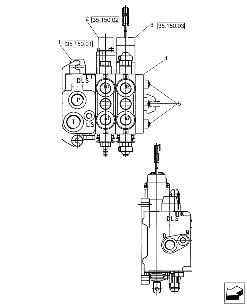 Схема запчастей Case 580SM - (35.114.01) - VALVE ASSY - LOADER CONTROL, TWO SPOOL (VARIABLE VOLUME PUMP MODELS) (580SM+) (35) - HYDRAULIC SYSTEMS