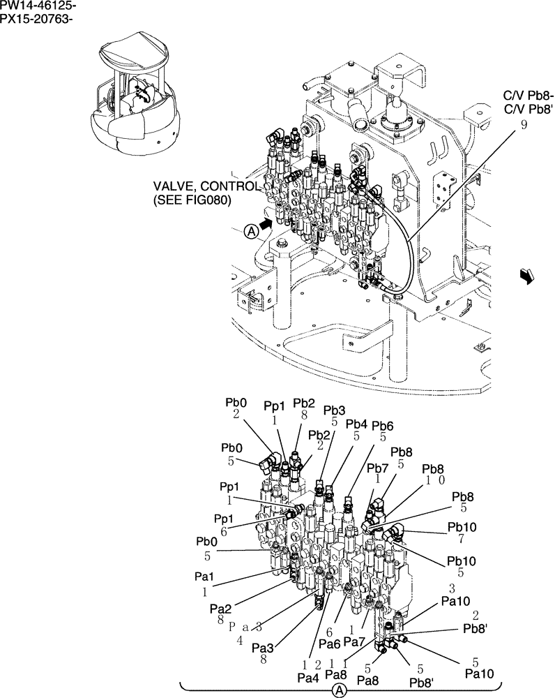 Схема запчастей Case CX36B - (142-72[1]) - CONTROL LINES, MAIN (ANGLE DOZER) (05) - SUPERSTRUCTURE