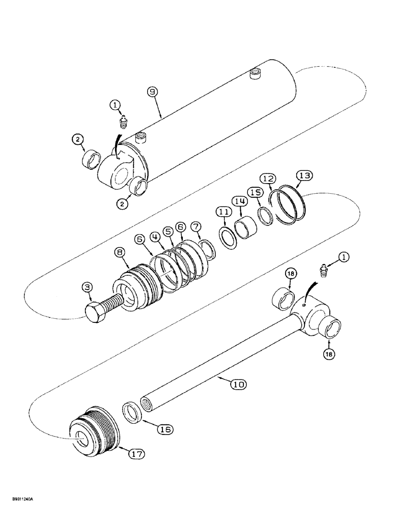 Схема запчастей Case 560 - (8-126) - PLOW LIFT CYLINDER ASSEMBLY - 120351A1, P75 PLOW (08) - HYDRAULICS