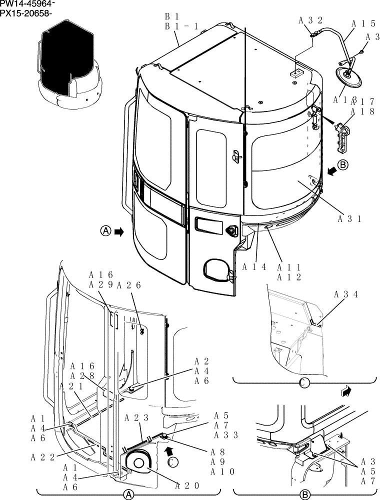 Схема запчастей Case CX36B - (740-27[1]) - CAB INSTAL (COOLER) (05) - SUPERSTRUCTURE