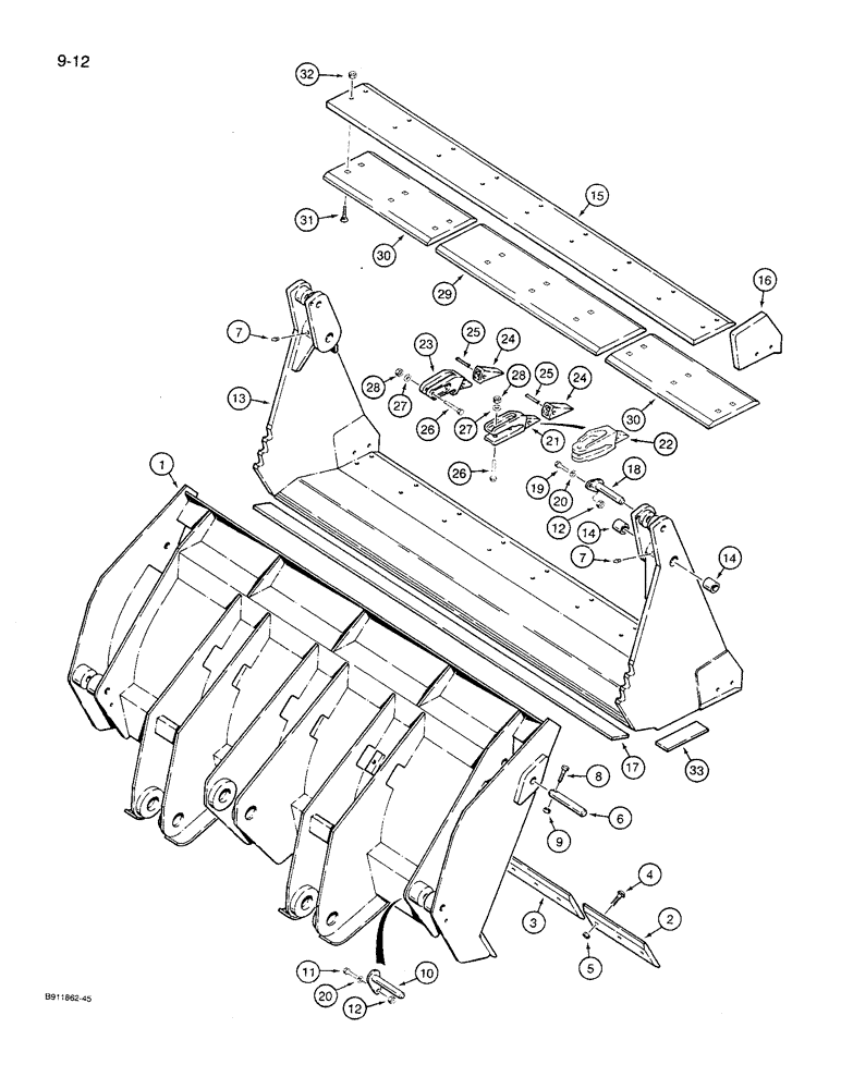 Схема запчастей Case 621 - (9-12) - AUXILIARY BUCKET (09) - CHASSIS/ATTACHMENTS