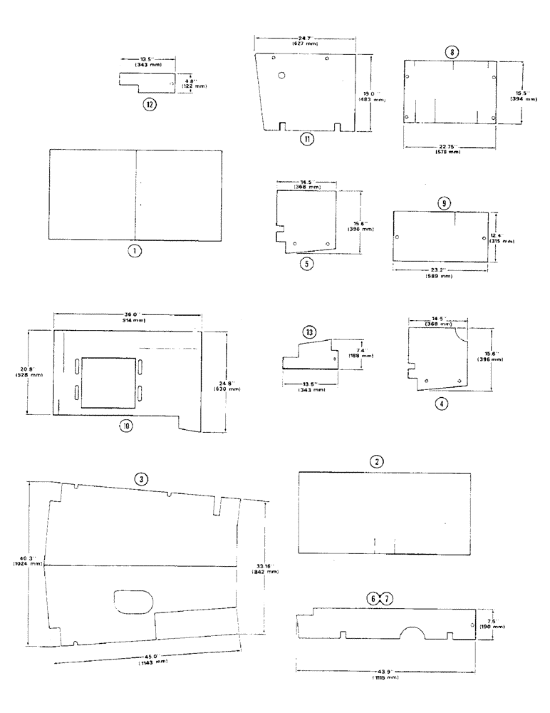 Схема запчастей Case 475 - (292) - NOISE REDUCTION PADS (90) - PLATFORM, CAB, BODYWORK AND DECALS