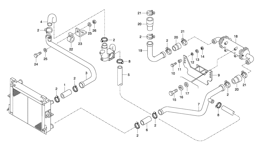 Схема запчастей Case 330 - (04A01020610[01]) - ENGINE COOLING SYSTEM - PIPING (87449903) (PIN HHD0000243 TO PIN HHD0000274) (01) - ENGINE