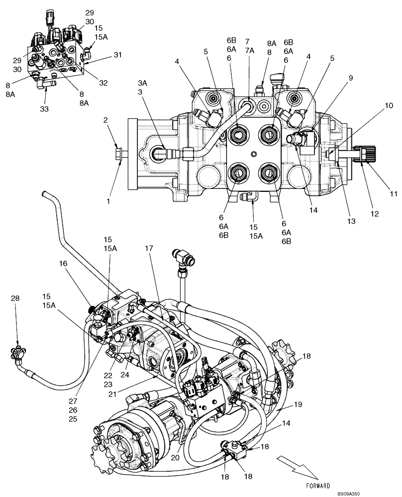 Схема запчастей Case 450 - (06-17A) - HYDROSTATICS - PUMP FITTINGS (450 WITH PILOT CONTROL) (06) - POWER TRAIN