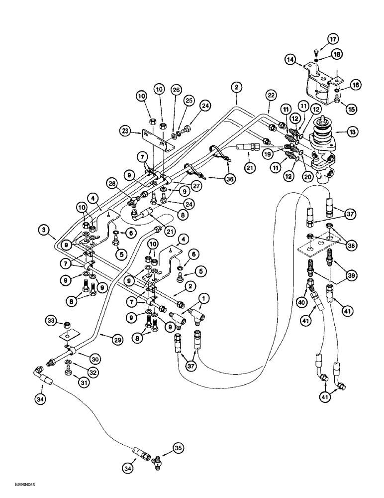 Схема запчастей Case 621B - (7-15A) - MAIN BRAKE HYDRAULIC CIRCUIT, TUBES AT ACCUMULATOR TO MAIN BRAKE VALVE, P.I.N. JEE0051723 AND AFTER (07) - BRAKES