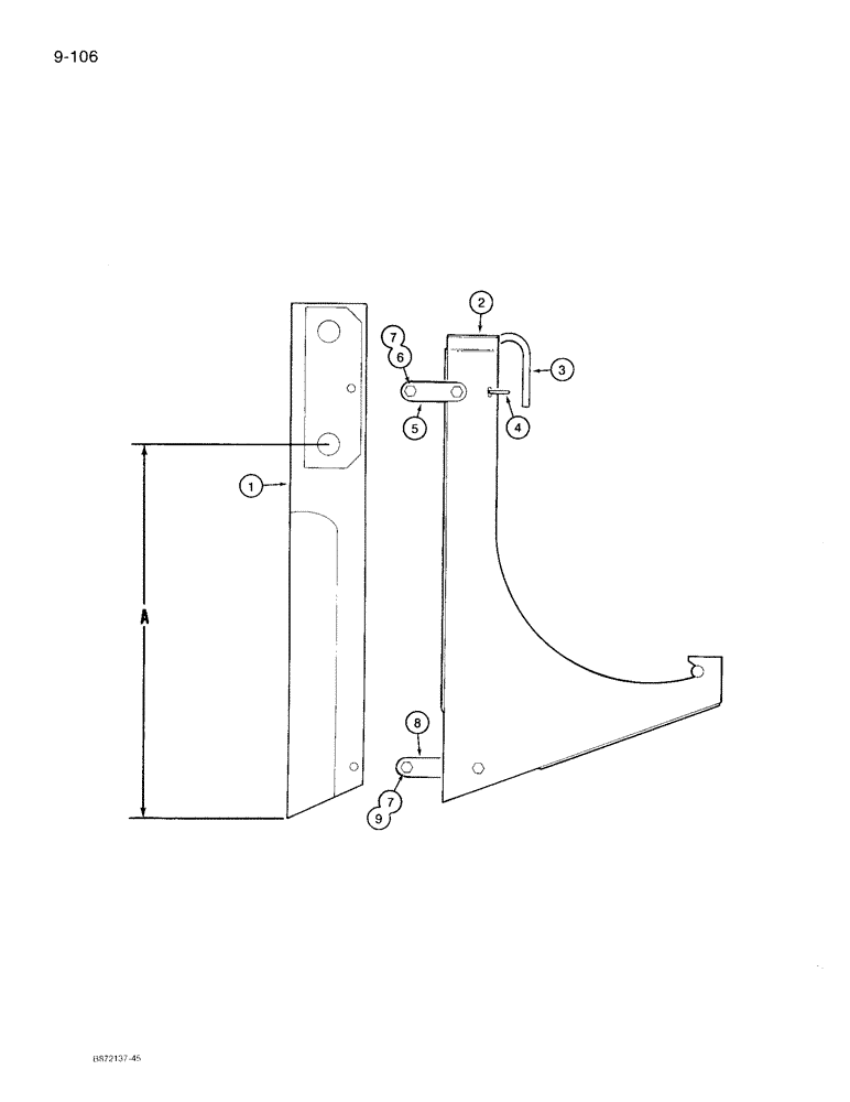 Схема запчастей Case 360 - (9-106) - STRAIGHT PLOW BLADE AND 10:1 CHUTE - 12 INCH COVER DEPTH, 1 INCH WIDE BLADE W/O WELDED LUGS (09) - CHASSIS/ATTACHMENTS