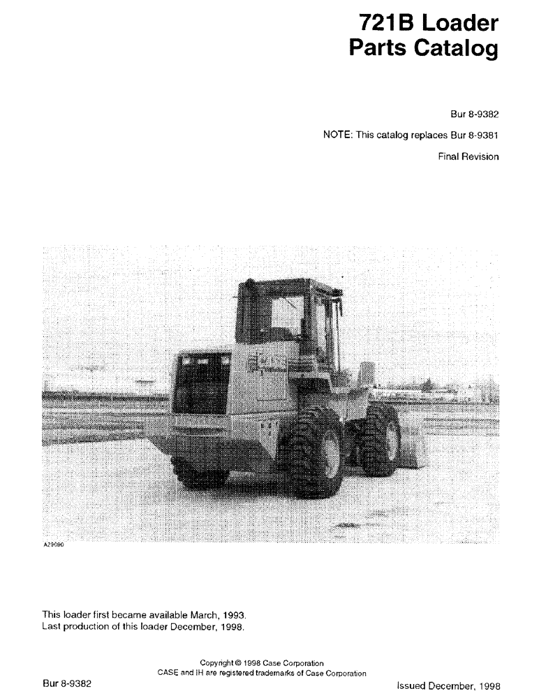 Схема запчастей Case 721B - (1-01) - 721B LOADER (00) - PICTORIAL INDEX