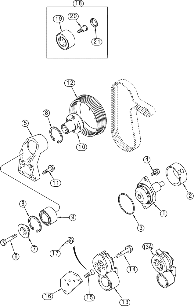 Схема запчастей Case 621C - (02-010) - WATER PUMP SYSTEM EUROPE, 6T-590 EMISSIONS CERTIFIED ENGINE (02) - ENGINE