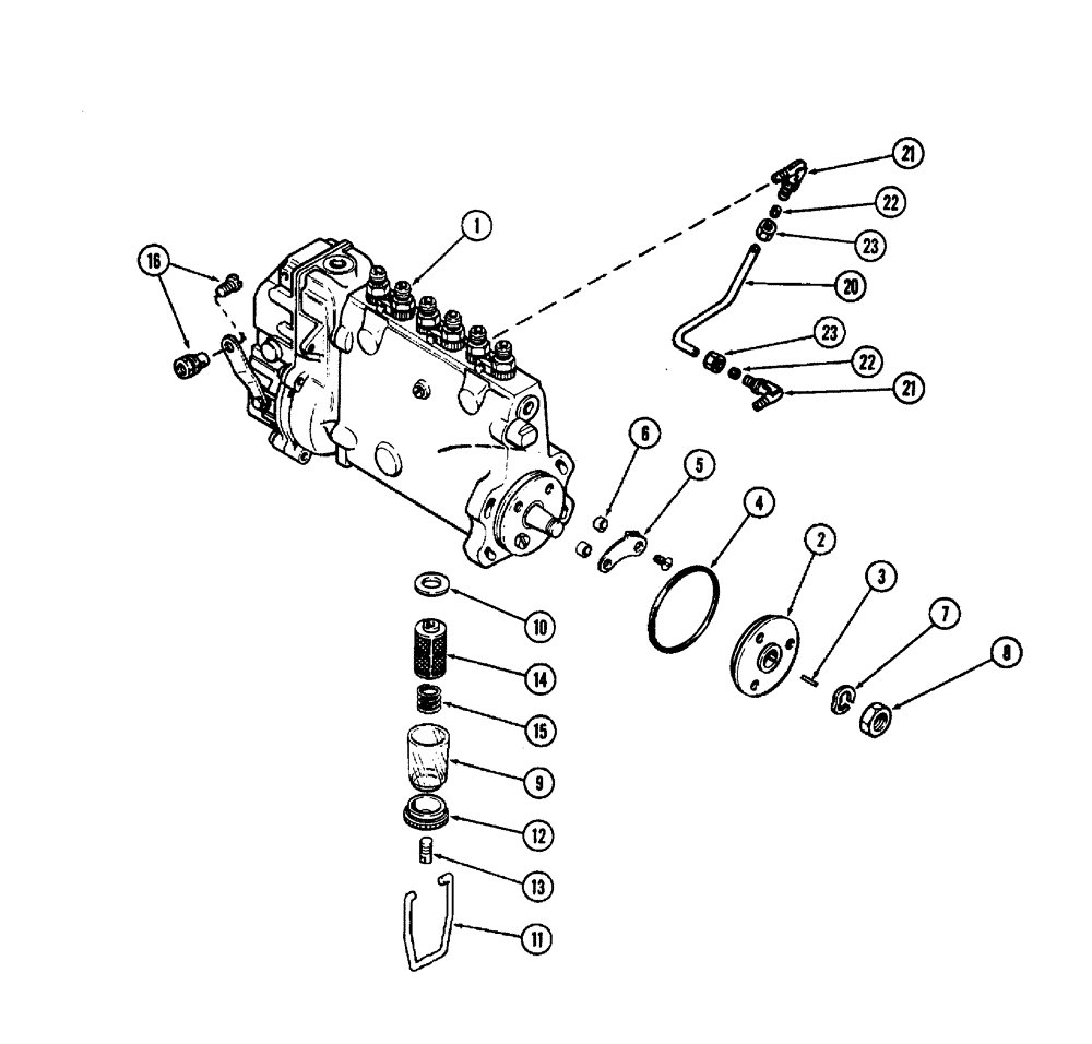 Схема запчастей Case W20 - (036) - A138031 INJECTION PUMP (401BD) DIESEL ENGINE WITH LUBE TUBE ON OUTSIDE OF PUMP (03) - FUEL SYSTEM