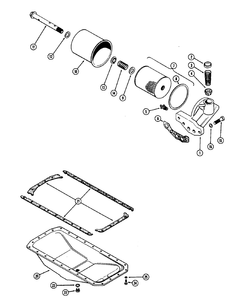 Схема запчастей Case W7 - (026) - OIL FILTER, (301) DIESEL ENGINE, OIL PAN (02) - ENGINE