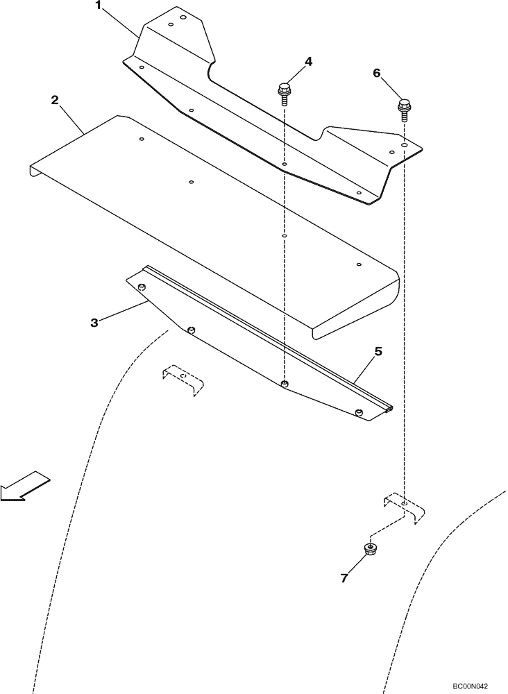 Схема запчастей Case CX290 - (09-40) - RAIN DEFLECTOR (09) - CHASSIS