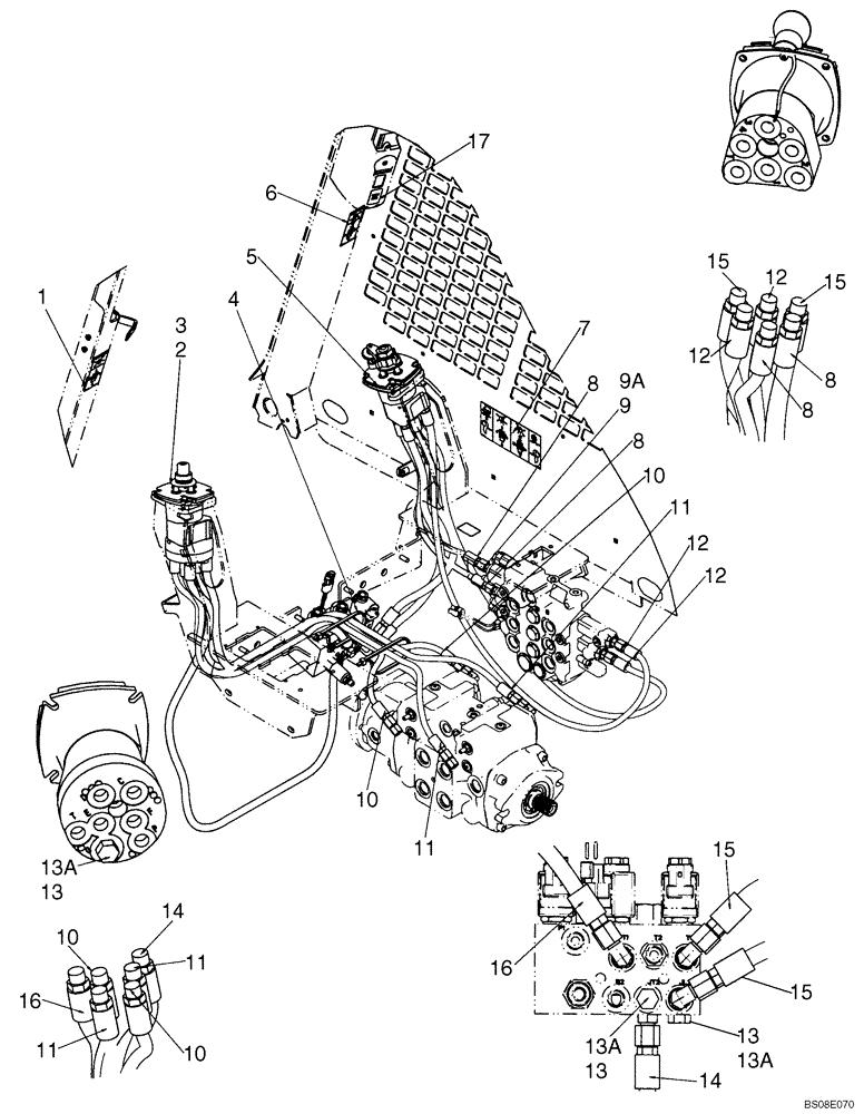 Схема запчастей Case 450CT - (06-02) - JOYSTICK CONTROL PLUMBING - ISO PATTERN (PILOT CONTROL) (06) - POWER TRAIN