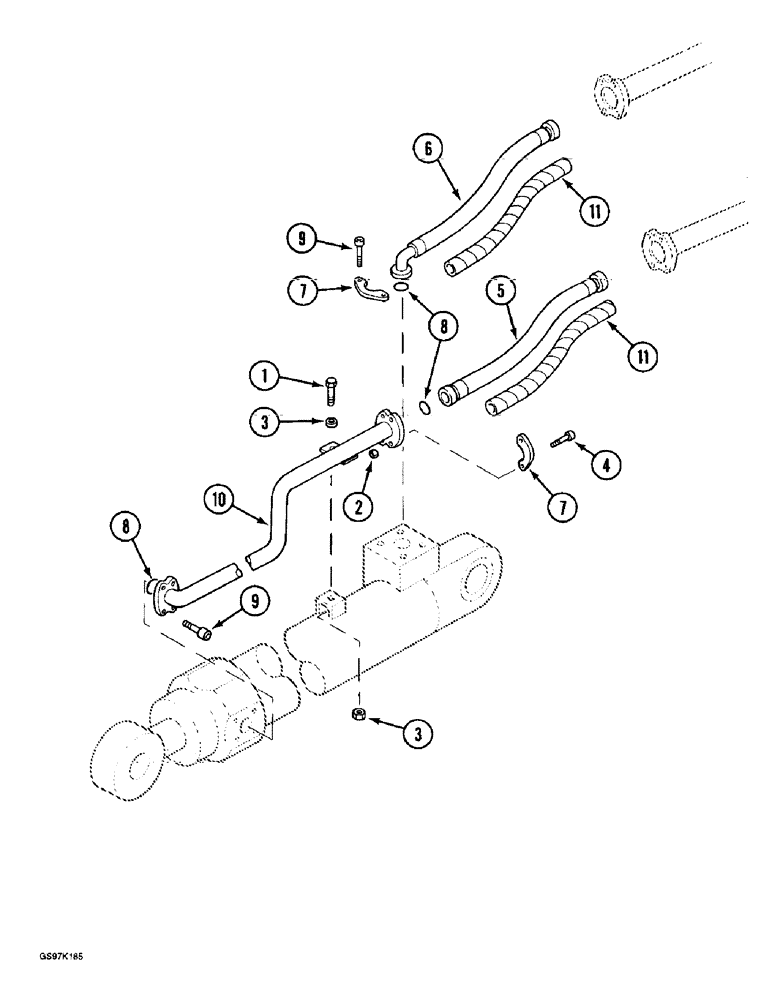 Схема запчастей Case 888 - (8G-14) - TOOL CYLINDER CIRCUIT, TUBES AT ARM, P.I.N. 15643 AND AFTER (08) - HYDRAULICS